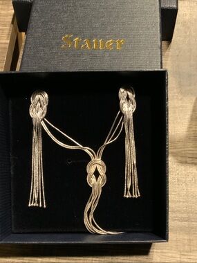 NIB Stauer Italian love knot necklace and earrings set 20” 925 sterling silver